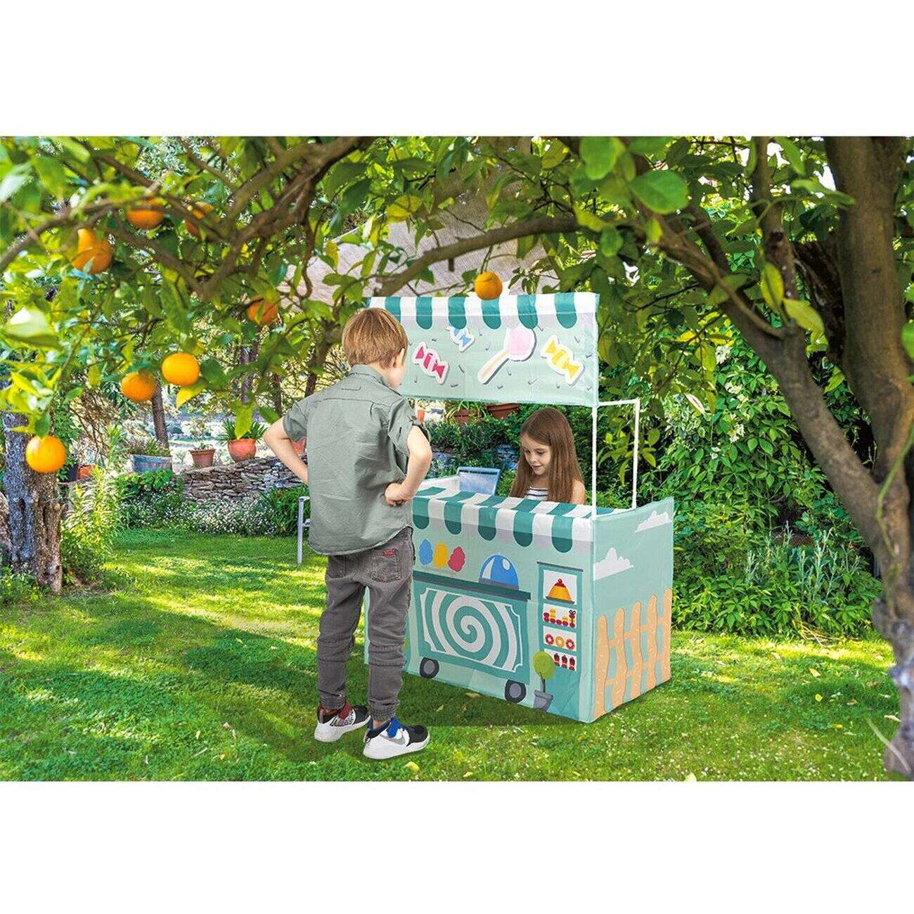 Kiosque à bonbons pour enfant vert et blanc