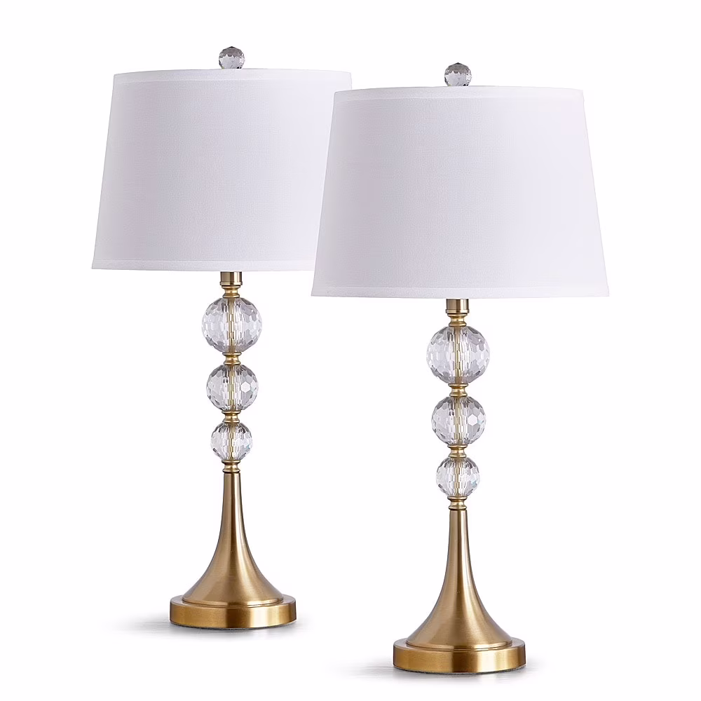 Madison 27-inch Crystal Ball Metal Table Lamp (Set of 2) Brushed Nickel(Brushed Nickel) - Image 4