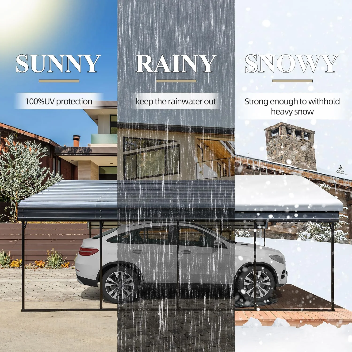 Carport 20x20 FT, Heavy Duty Car-port, Car-Shelter with Galvanized Metal Roof and Frame, Easy Assembly Car-Shed with Enhanced Base, Expanding Garage Space for Pickup, 2 Cars, Boat and Tractors(20' x 20') - Image 4