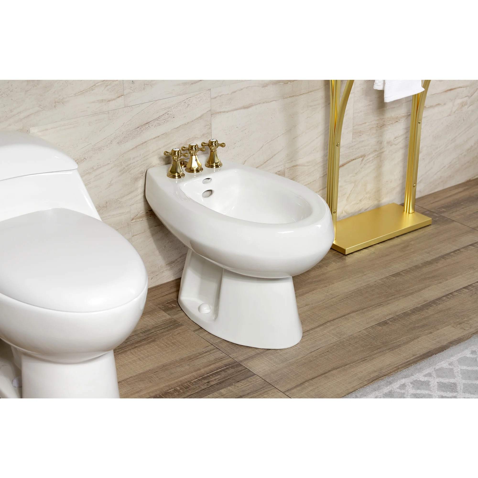 Kingston Brass KB320BX Metropolitan Three-Handle Bidet Faucet with Brass Pop-Up, Matte Black