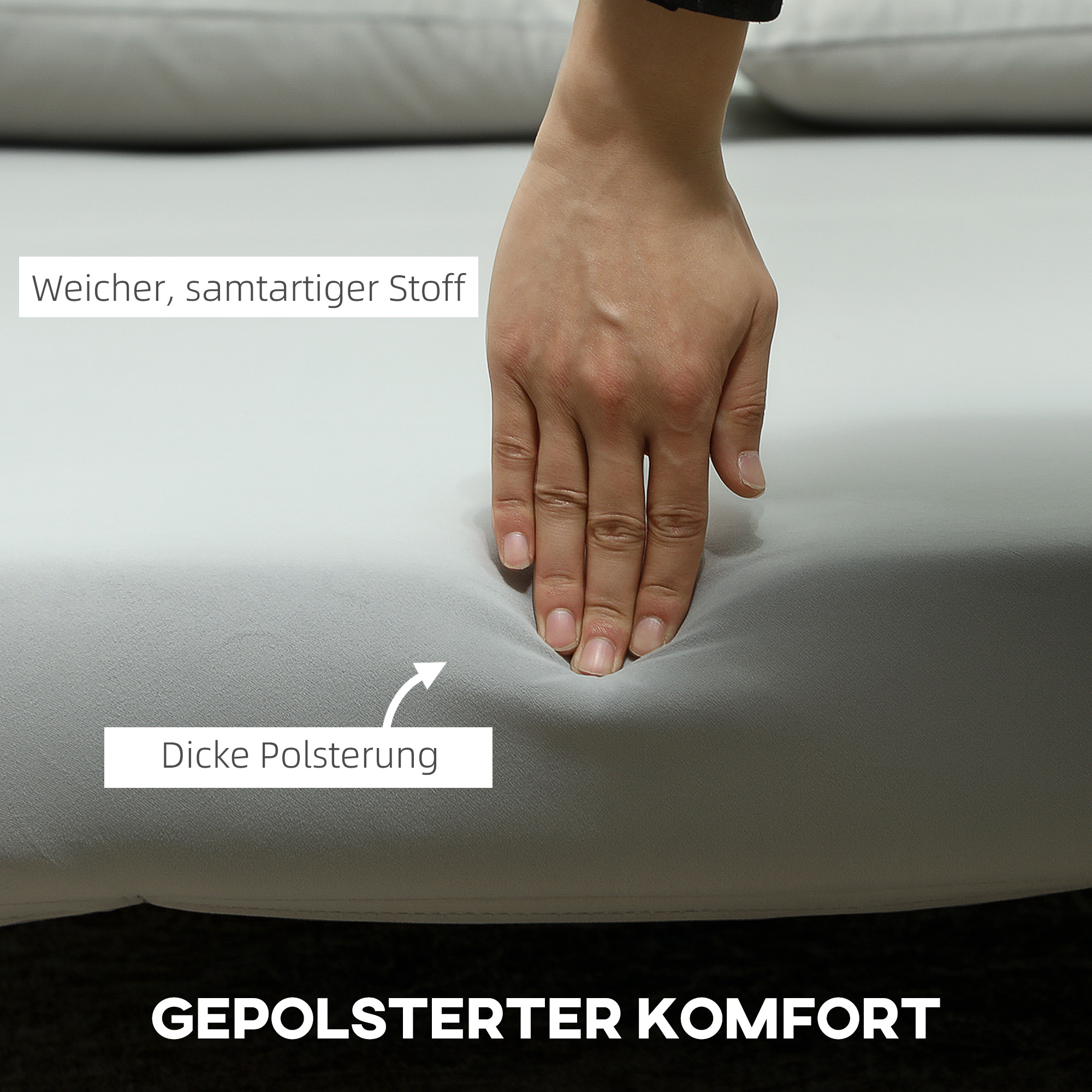 HOMCOM Slaapbank Relaxbank Bank Sofa, incl. 2 Kussens, Fluweel Look, 130 x 78 x 79 cm, Lichtgrijs