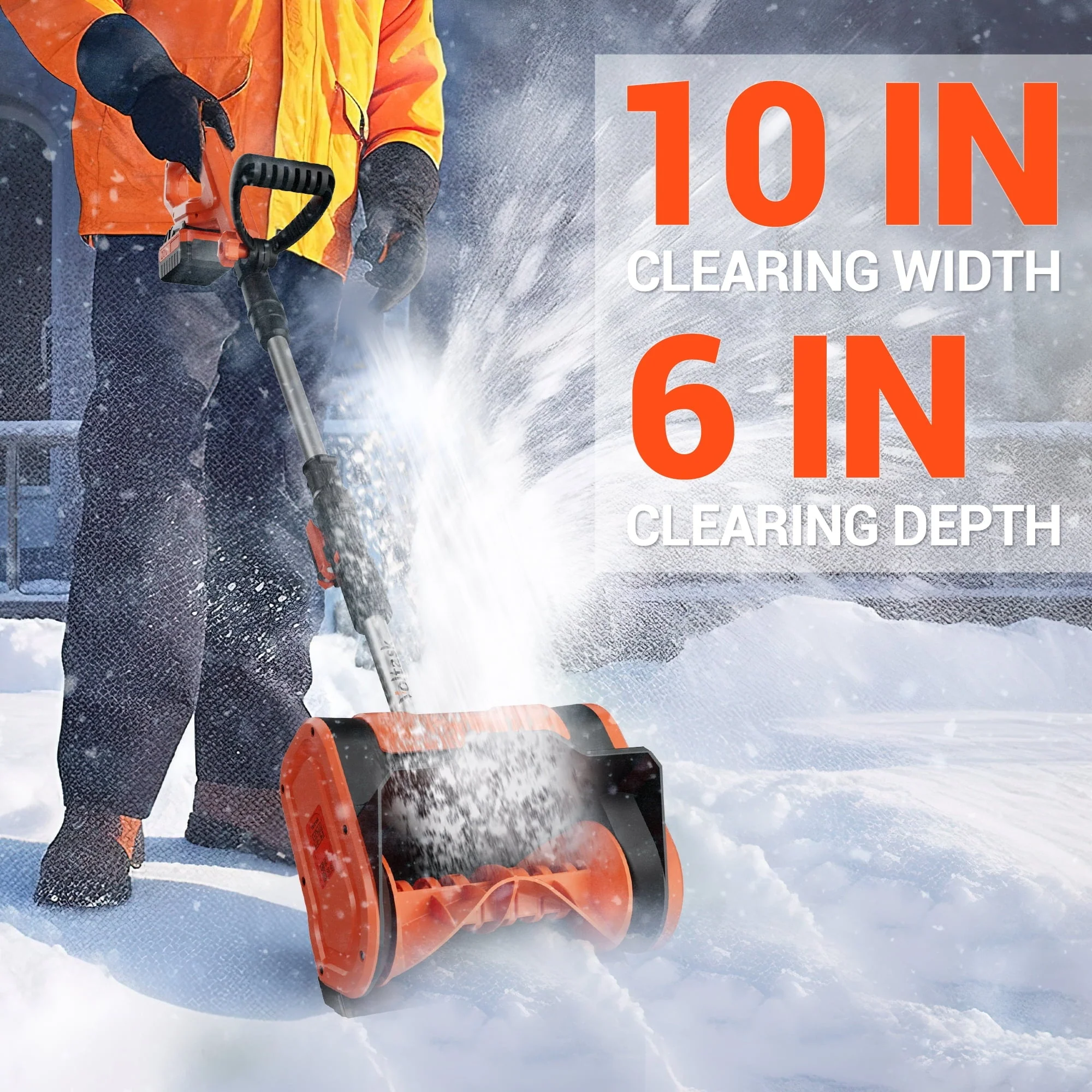 20V 10 Inch Cordless Snow Shovel Lightweight, Battery Quick Charger Included Image 2