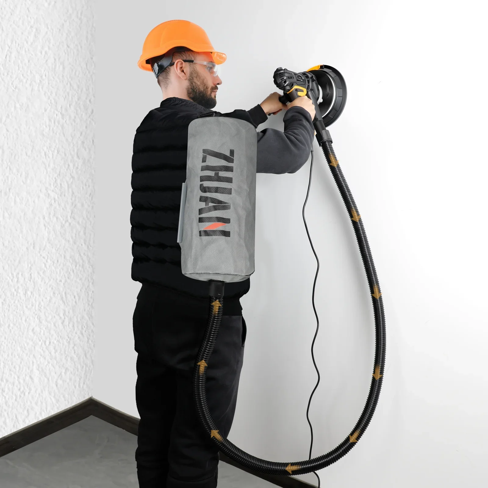 7 900W Electric Drywall Sander with Vacuum & LED - 1400-2700RPM with 12 Discs
