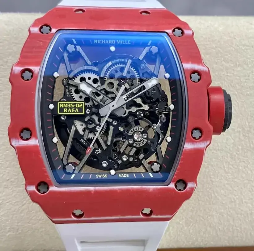 Richard Mille RM35-02 T+ Factory NTPT Carbon Fiber Skeleton Dial White Rubber Strap