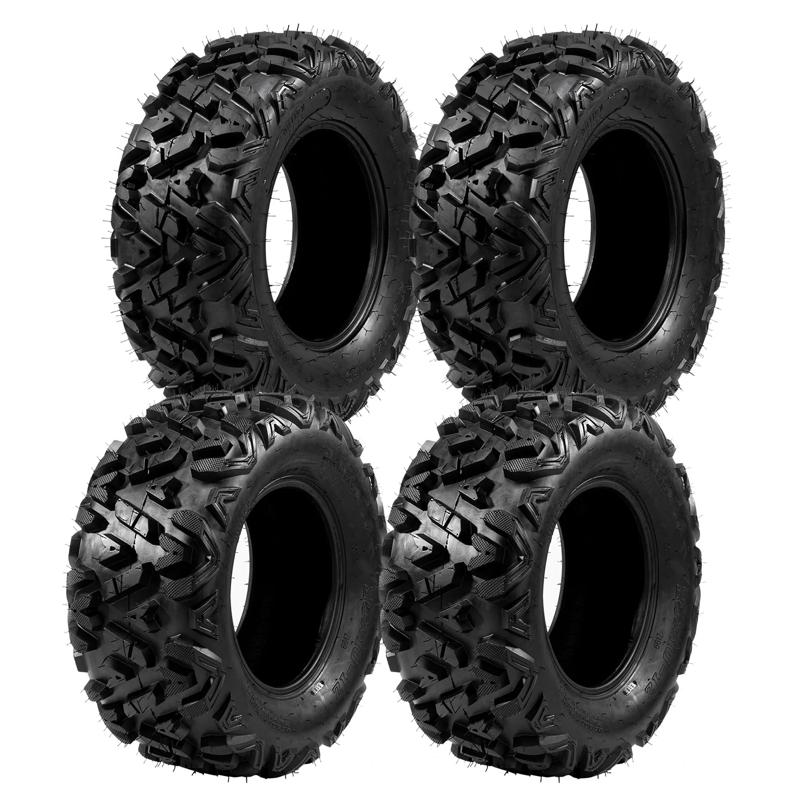 Ktaxon Set of 4 6PR All-Terrain ATV UTV Tires, 25x8 - 12 Front & 25x10 - 12 Rear, Tubeless