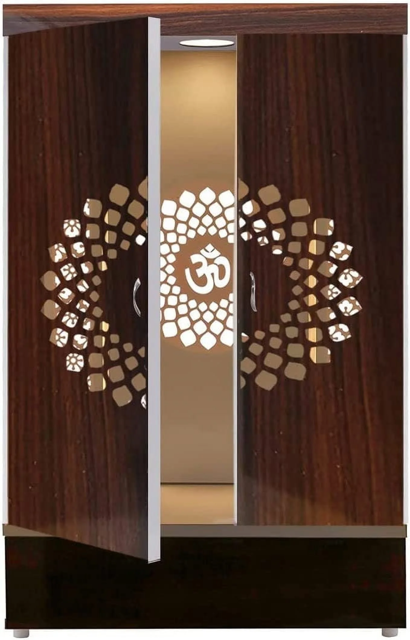 Customized Wooden Cabinet Desginer Mandir With LED / Mandir For Home Office / Temple For Home / Pooja Ghar / Mandir With Lights /Storage(16X10X8/White) - Image 5