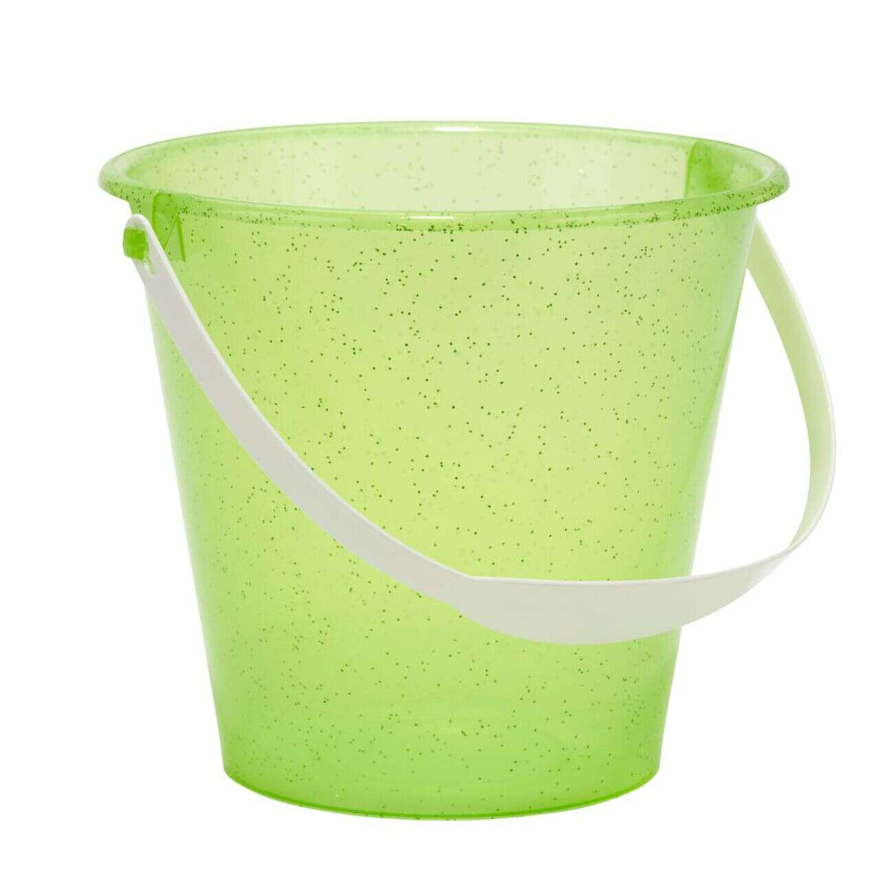 Seau de plage enfant plastique paillette 18x14xH15,5cm (4 modèles)