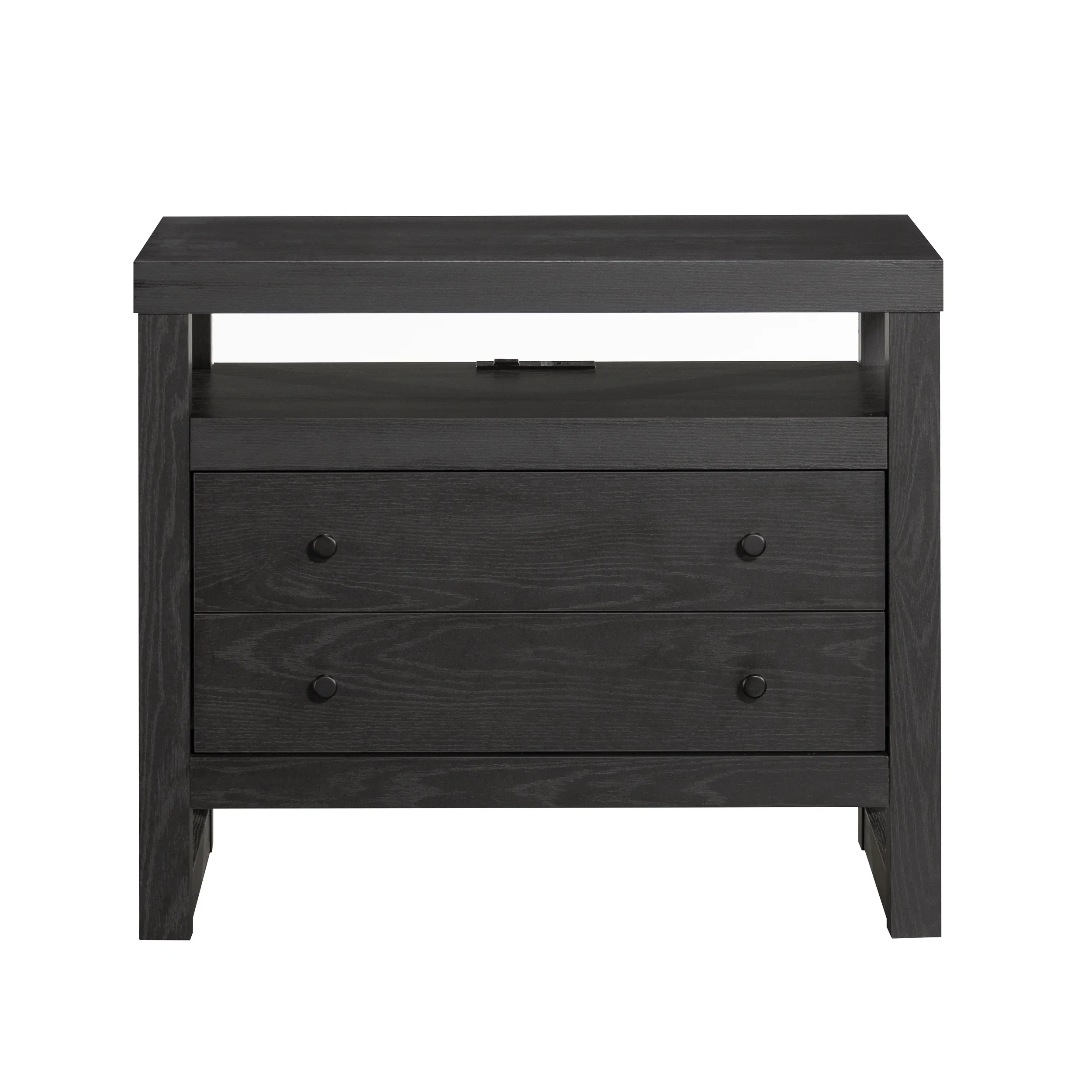Better Homes & Gardens Ezra 2-Drawer Nightstand, Rich Black Finish