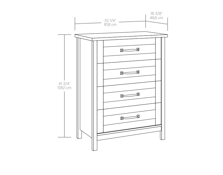 Better Homes & Gardens Modern Farmhouse 4-Drawer Dresser, Rustic White Finish