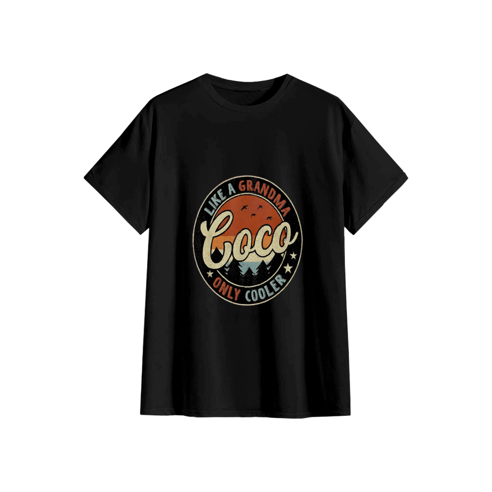 Vintage-style "Coco - Cooler than the average grandma" mountain view print top - wanlinfang