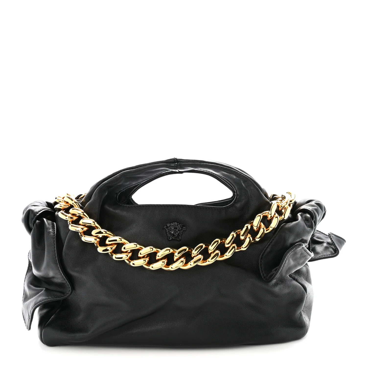 Nappa Medusa Chain Shoulder Bag Black