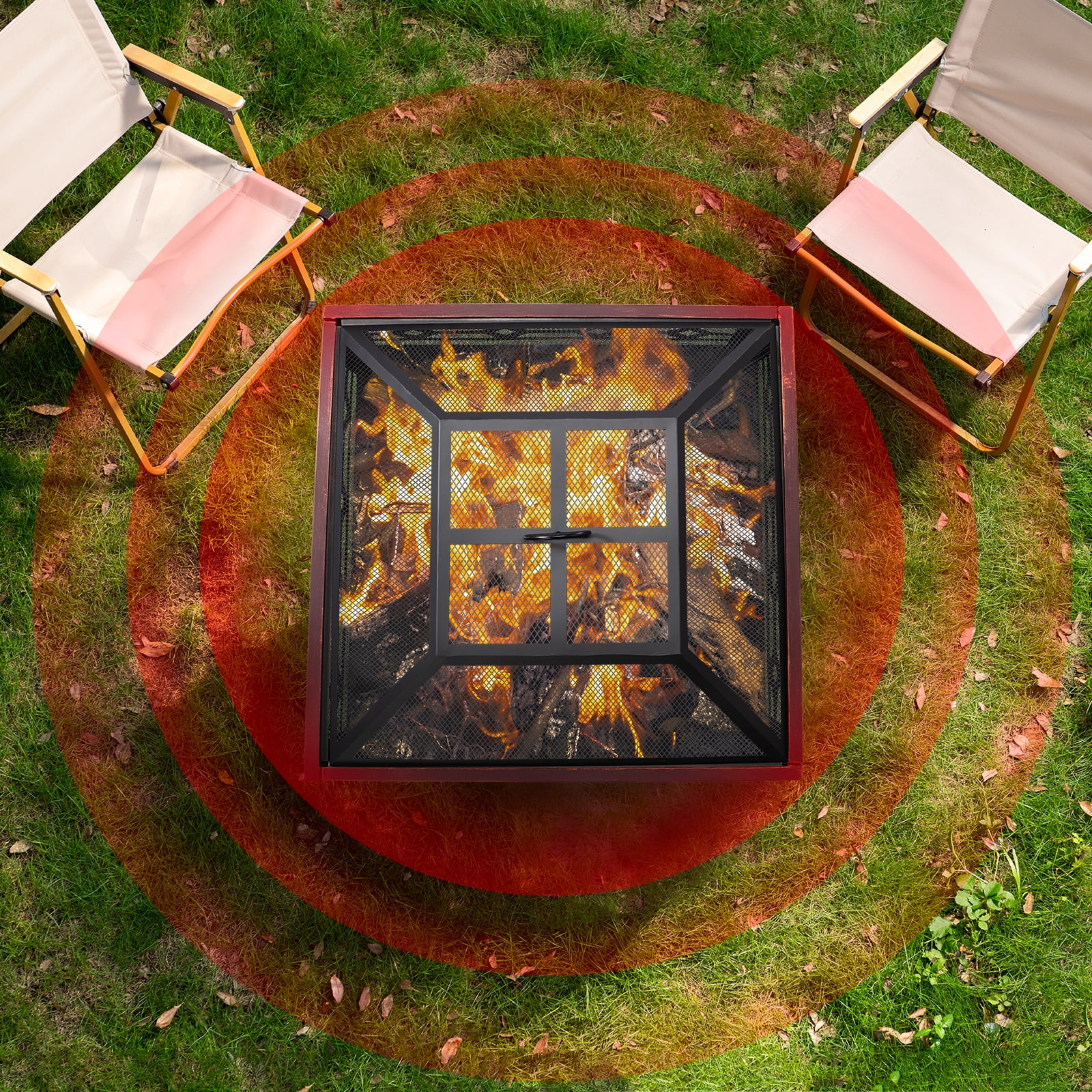 26�� Square Wood Burning Fire Pit for Outdoor Patio Garden(26") - Image 5