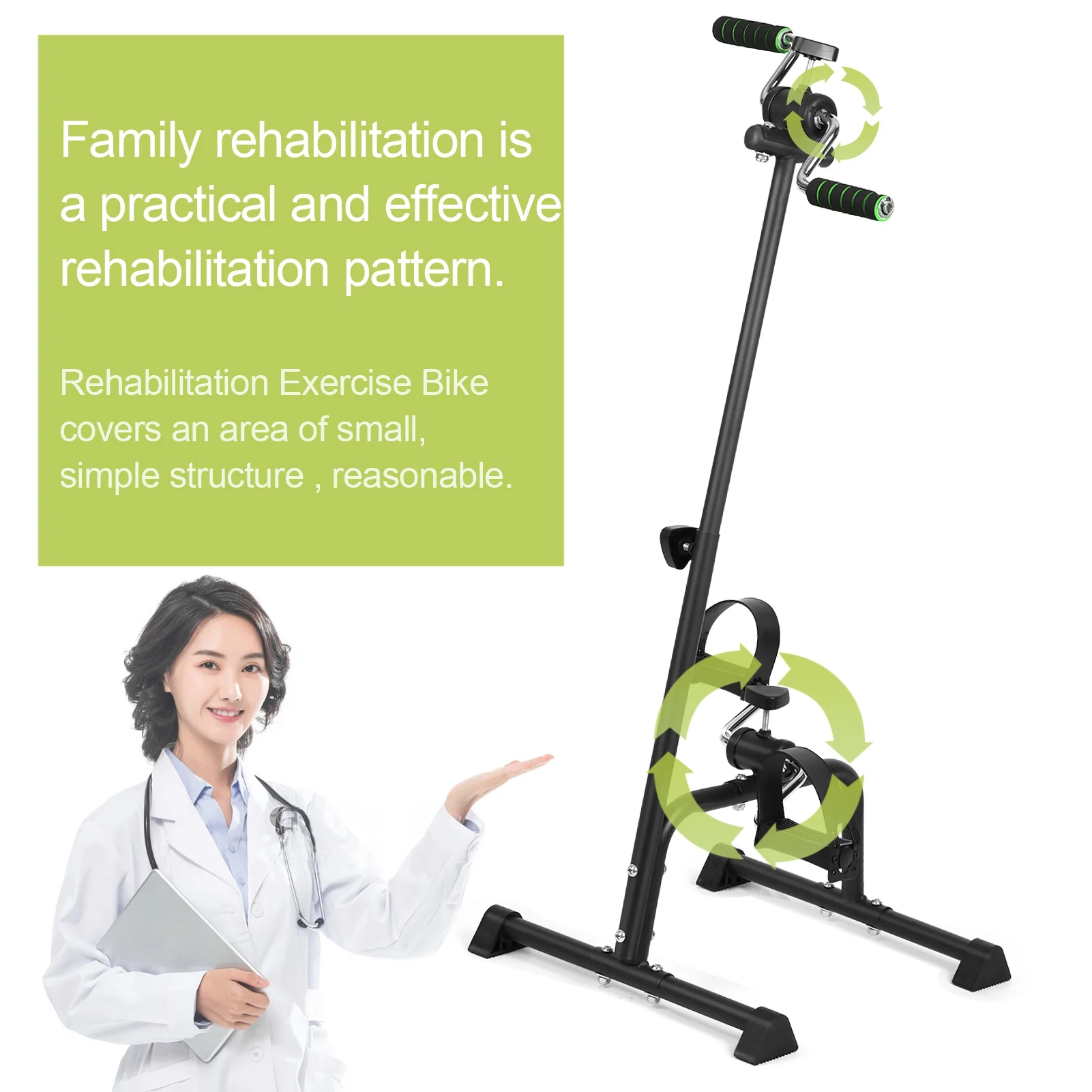 Elderly Exercise Bike,Pedal Exerciser Bike, Hand Arm Leg Knee Peddler,Adjustable Fitness Equipment for Seniors,Elderly Home Pedal Exercise Bike for Total Body(Black) - Image 7