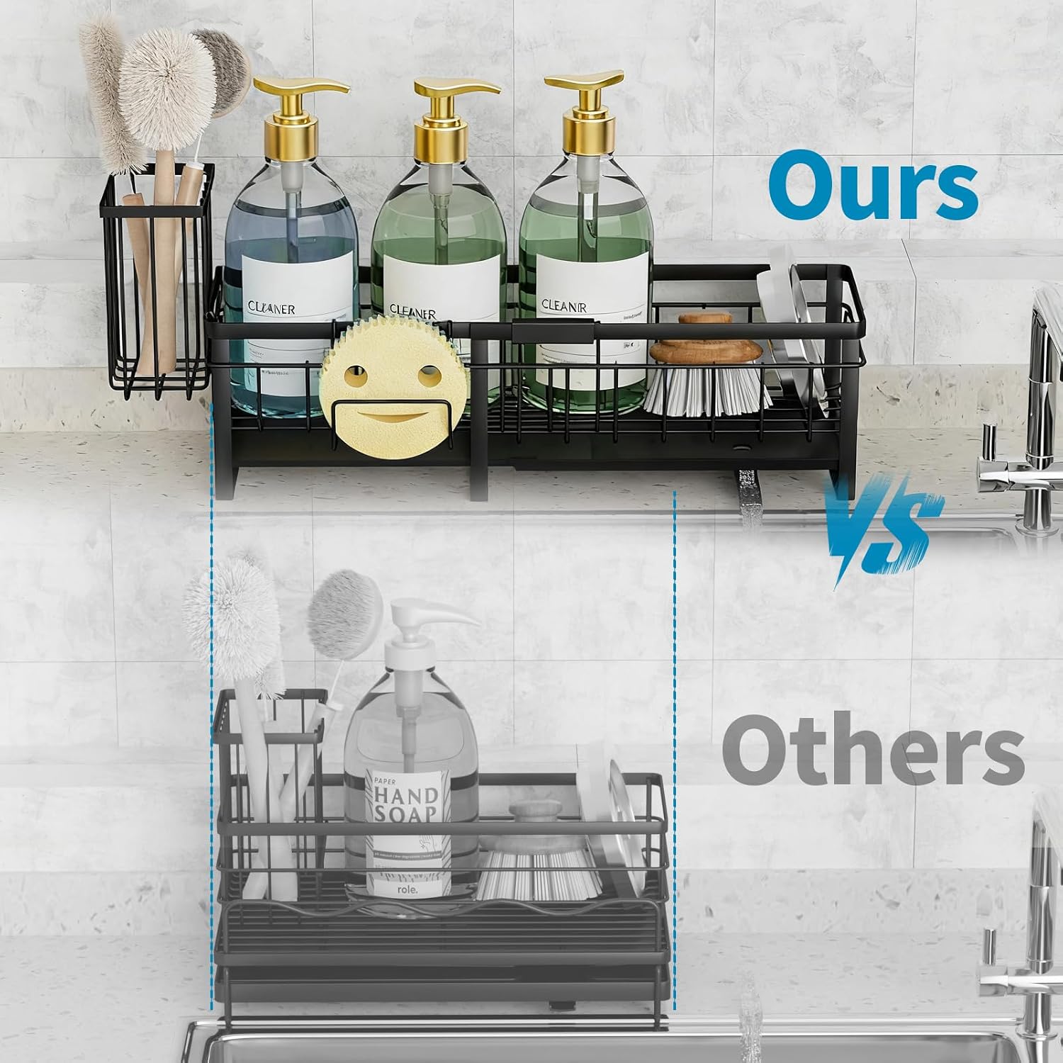 Extra Large Extendable Sponge Holder for Kitchen Sink Caddy Organizer