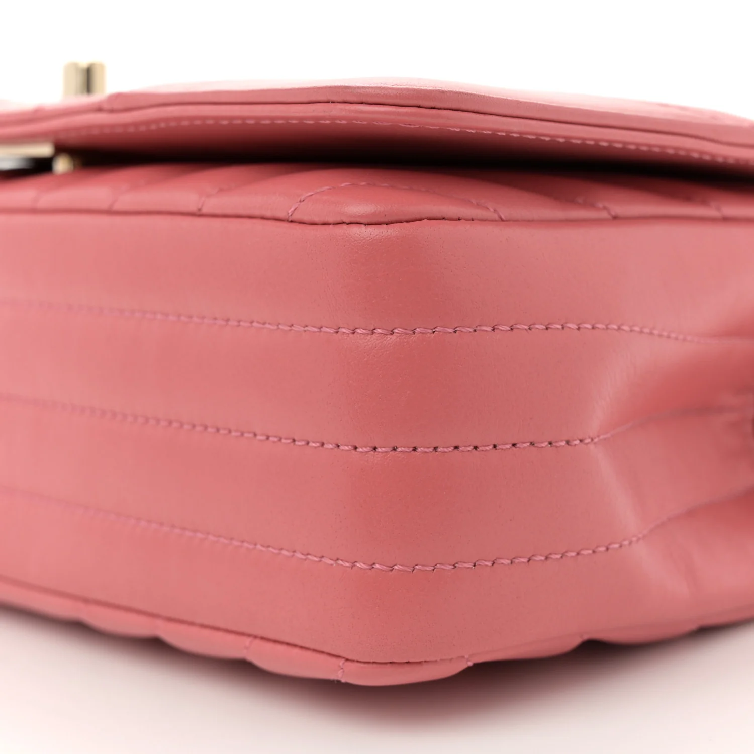 Calfskin Chevron Quilted Mini Statement Flap Pink