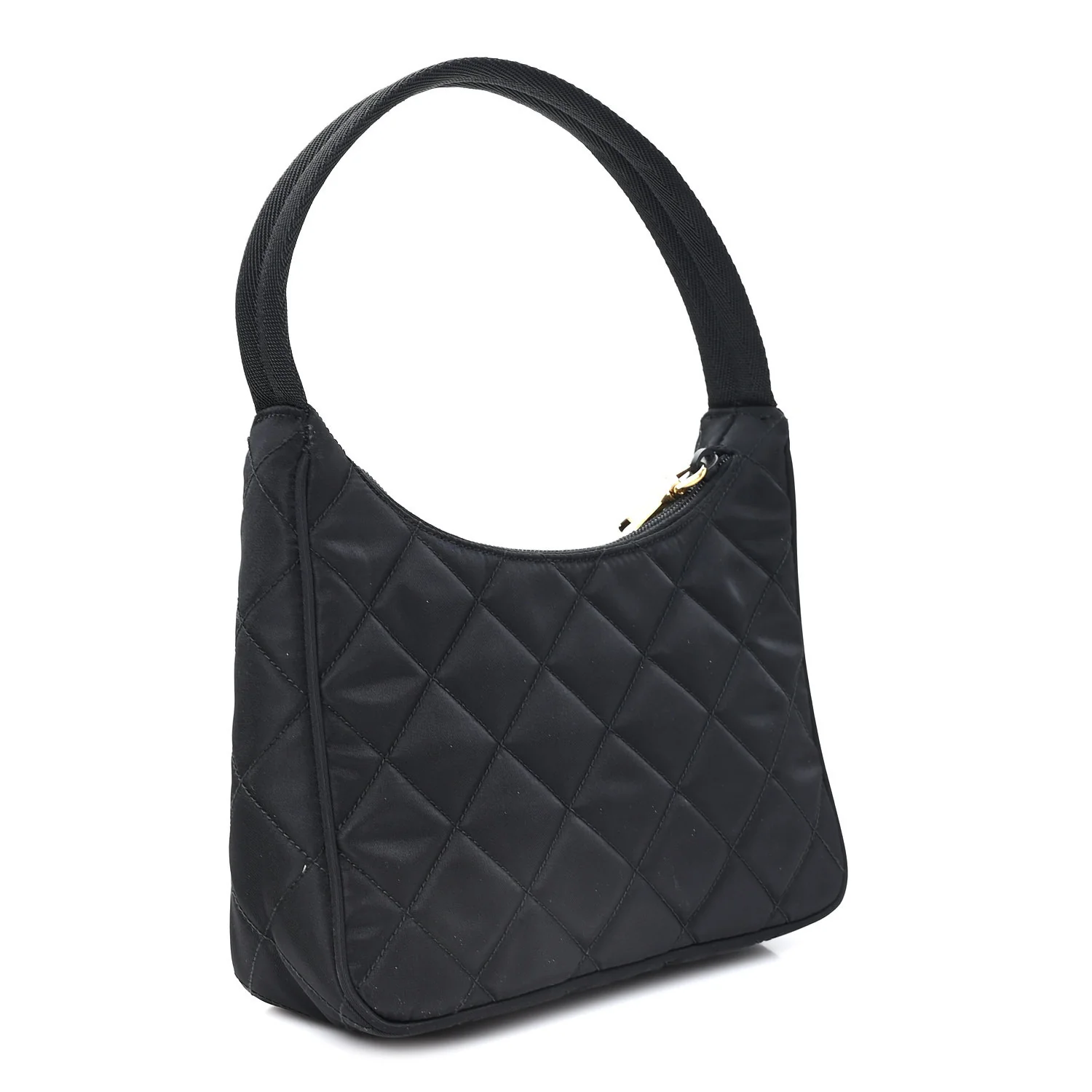Tessuto Nylon Stitched Shoulder Bag Black