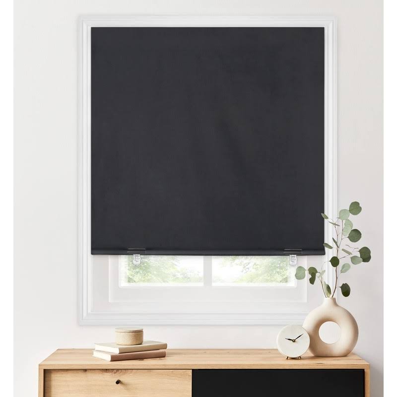 LazBlinds 100% Blackout Roller Shades, No Tools No Drill Cordless Blinds for Windows, Thermal Insulated UV Protection Privacy Window Shades for