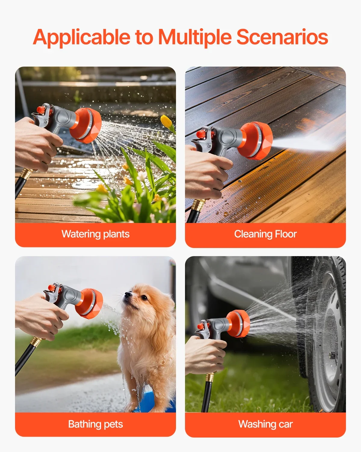 VEVOR Retractable Garden Hose Reel, 5/8 Inch x 100 ft Wall Mounted Hose Reel, Heavy Duty Garden Hose Reel with 9 Patterns Nozzle, Any Length Lock, Upgraded Slow Return System and 180��Swivel Bracket