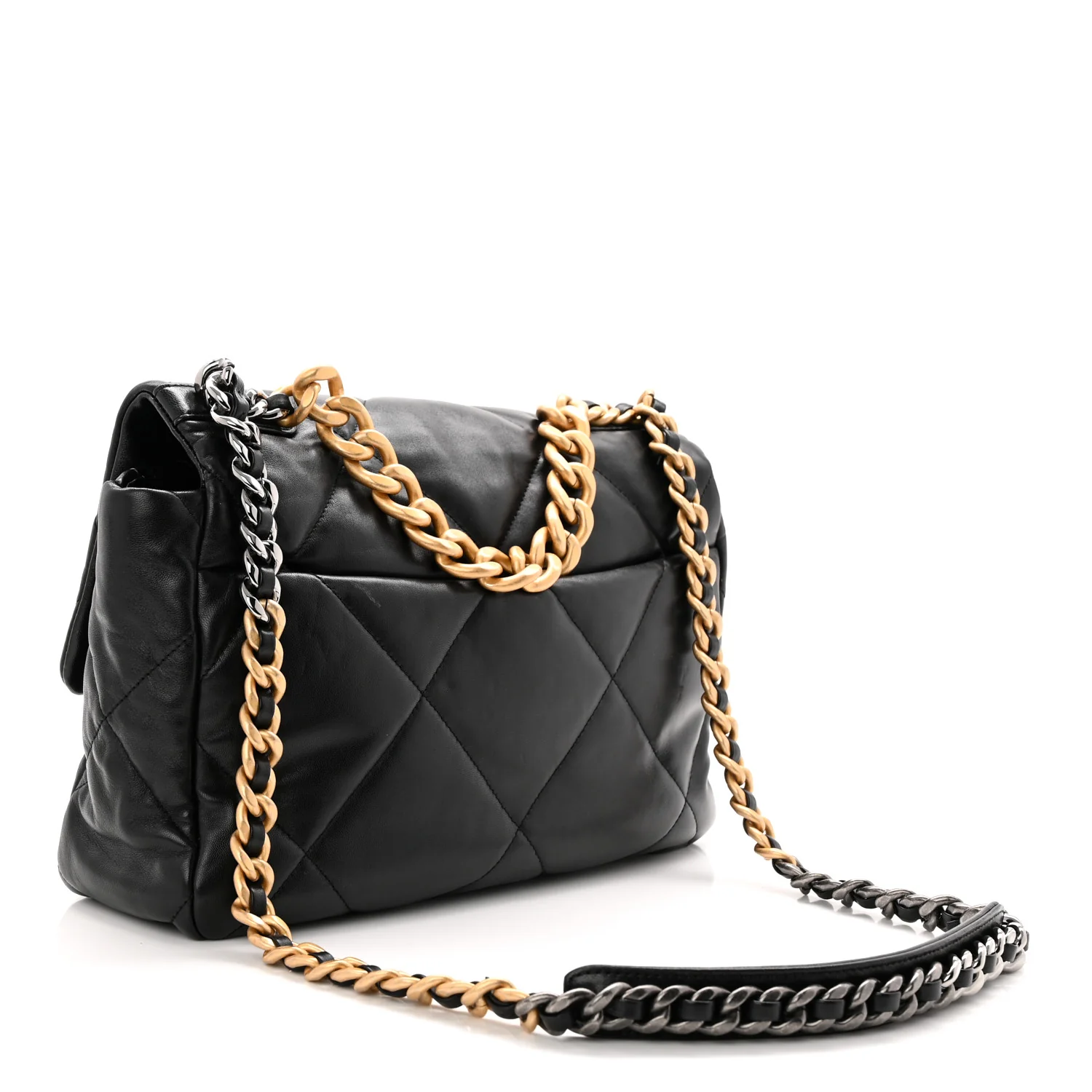 Goatskin Quilted Large Chanel 19 Flap Black