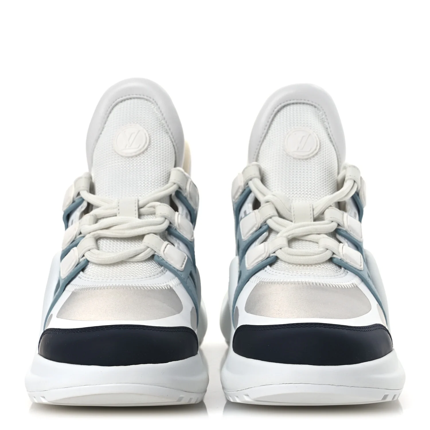Calfskin Technical Nylon LV Archlight Sneakers 38 White Blue Gris