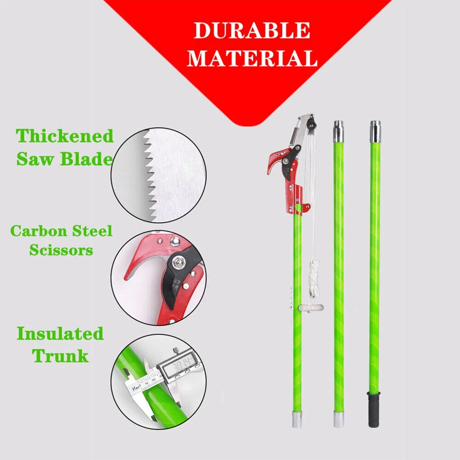 26 Foot Tree Trimmer Pole Manual Pruner Cutter Set Extension Cut Tree Branch Garden Tools Hand Pole Saws