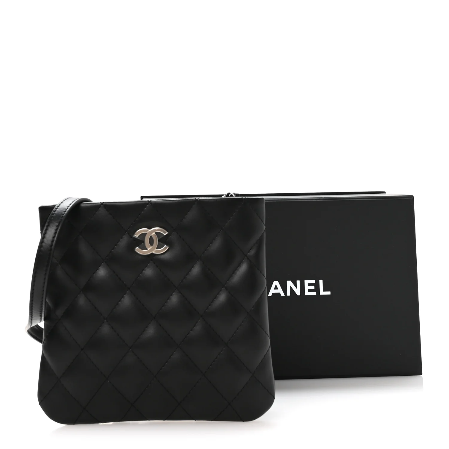 Lambskin Quilted Uniform Crossbody Bag Black