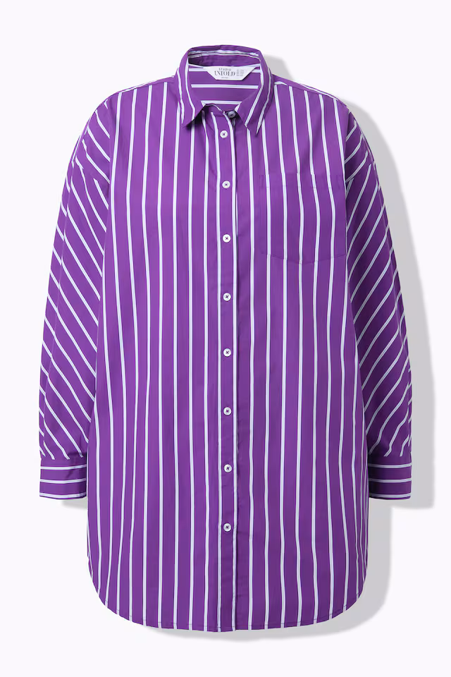 Oversized Long Sleeve Pinstripe Tunic Blouse