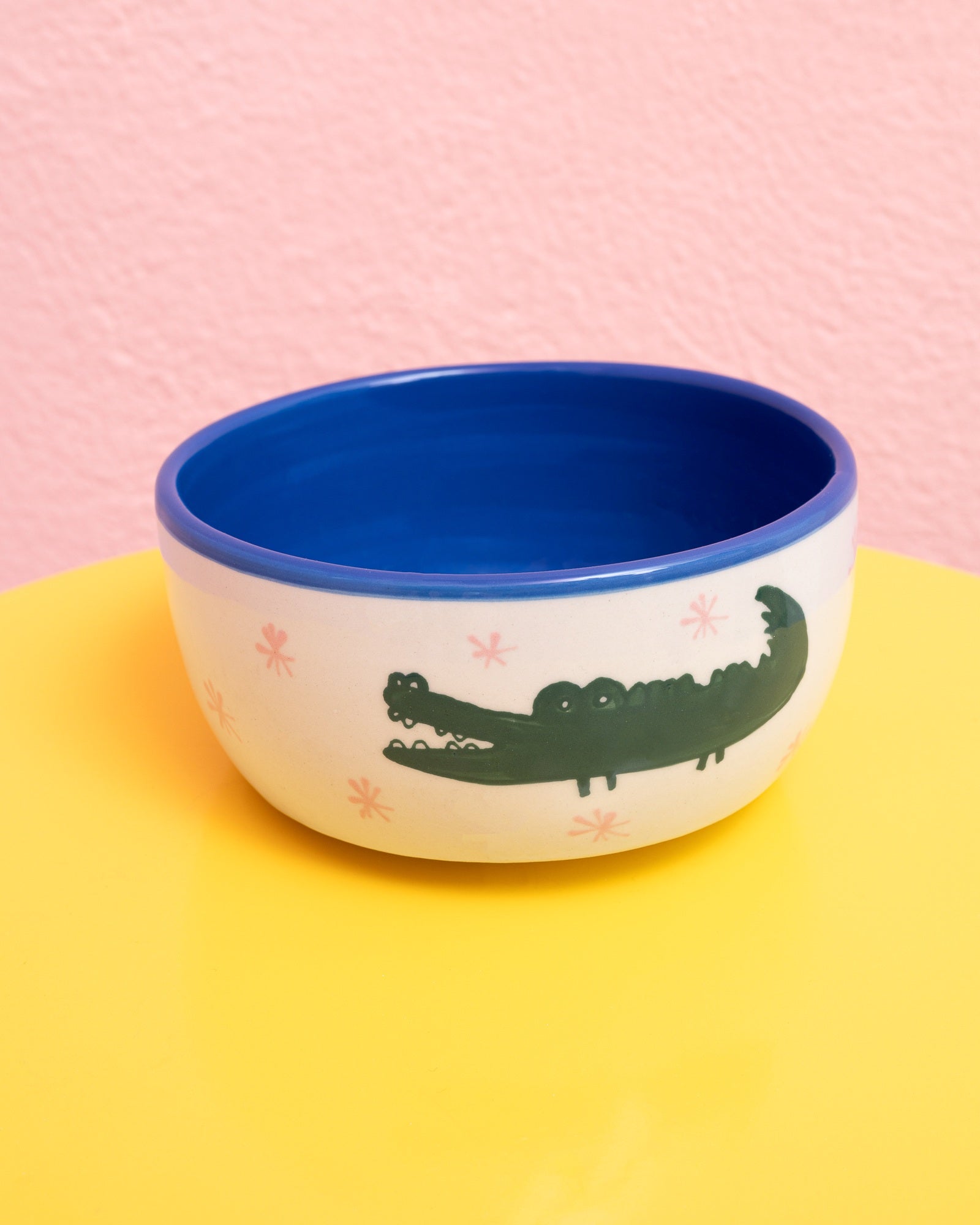 MIIO MIINI MODERN CROCO CEREAL BOWL, WHITE AND BLUE