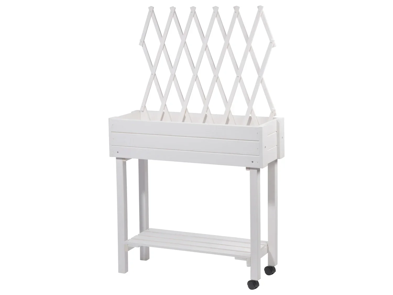 dobar Jardinire surleve  roulettes avec treillis, L 79 x l 28,5 x H130 cm