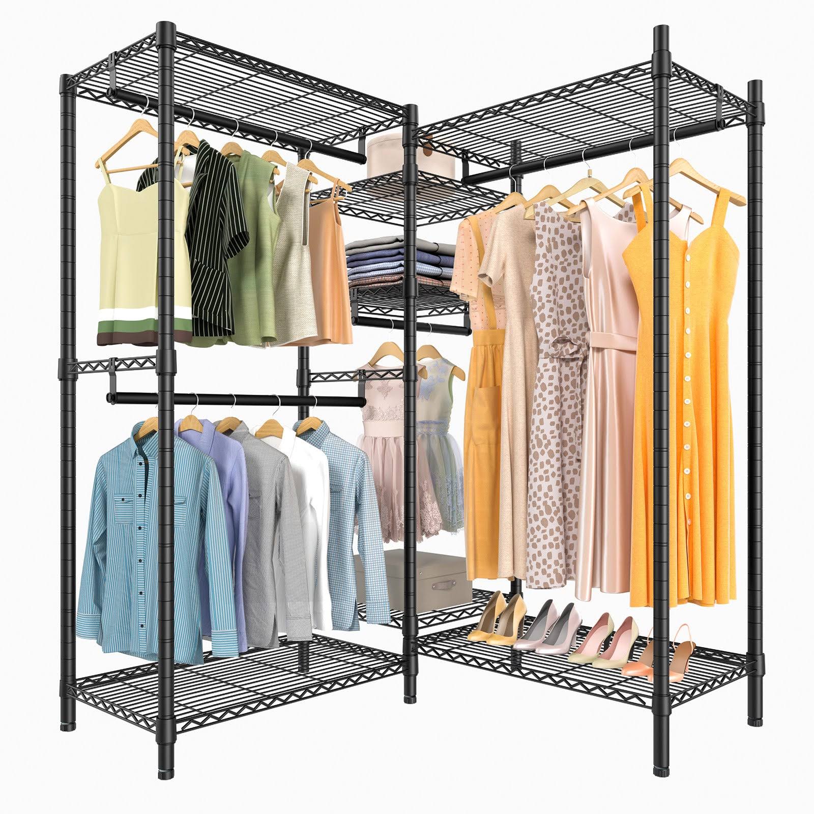 VIPEK L6 Garment Rack L Shaped Clothes Rack Heavy Duty Clothing Rack Metal Freestanding Closet, Medium Size - Black