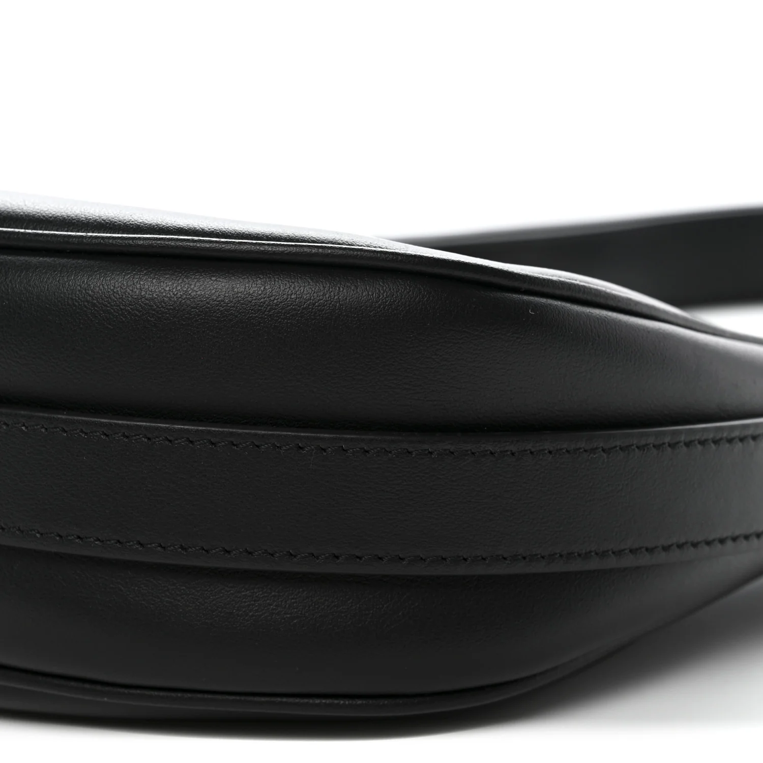 Smooth Calfskin Medium Strap Ava Shoulder Bag Black