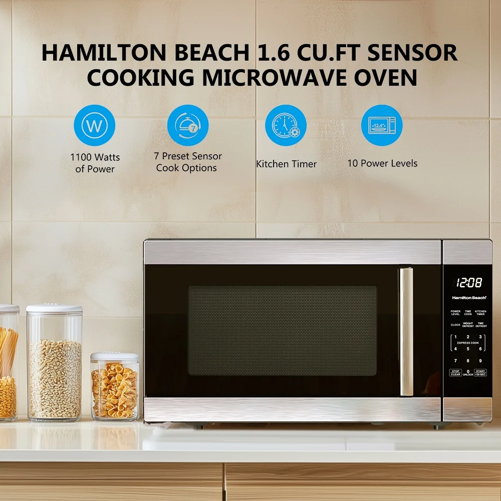 1.6 Cu ft Sensor Cook Countertop Microwave Oven in Stainless Steel, New - Image 6