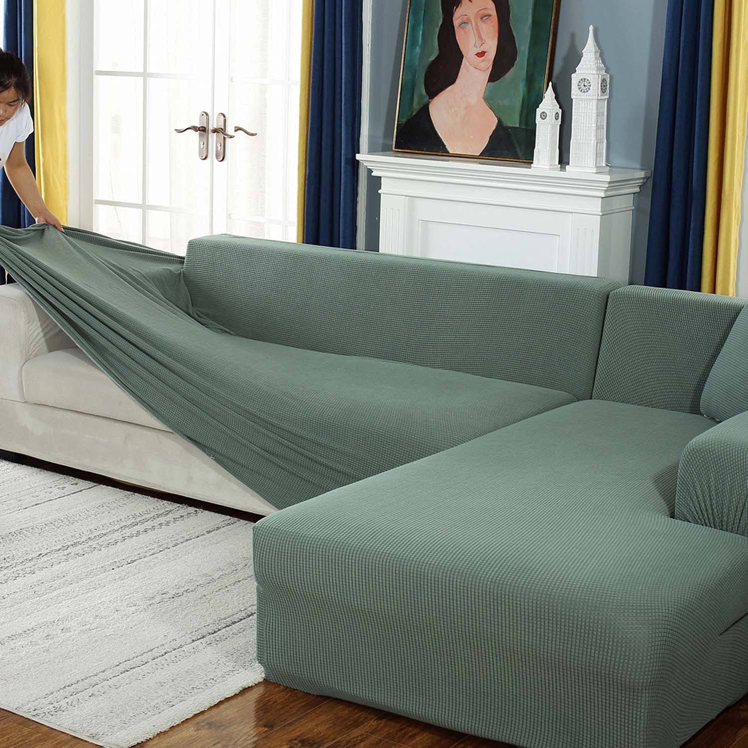 CHUNXINMAKE Thick Couch Covers for 1 2 3 4 Seater, Sectional Sofa L Shape Stretch Slipcover Living Room Dogs Pets, Washable Durable Furniture