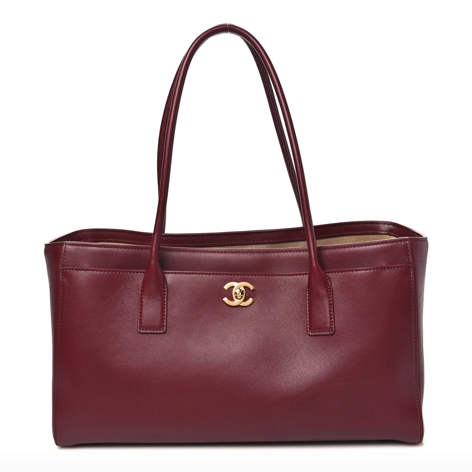 Calfskin Archetype Small Shopping Tote Dark Burgundy
