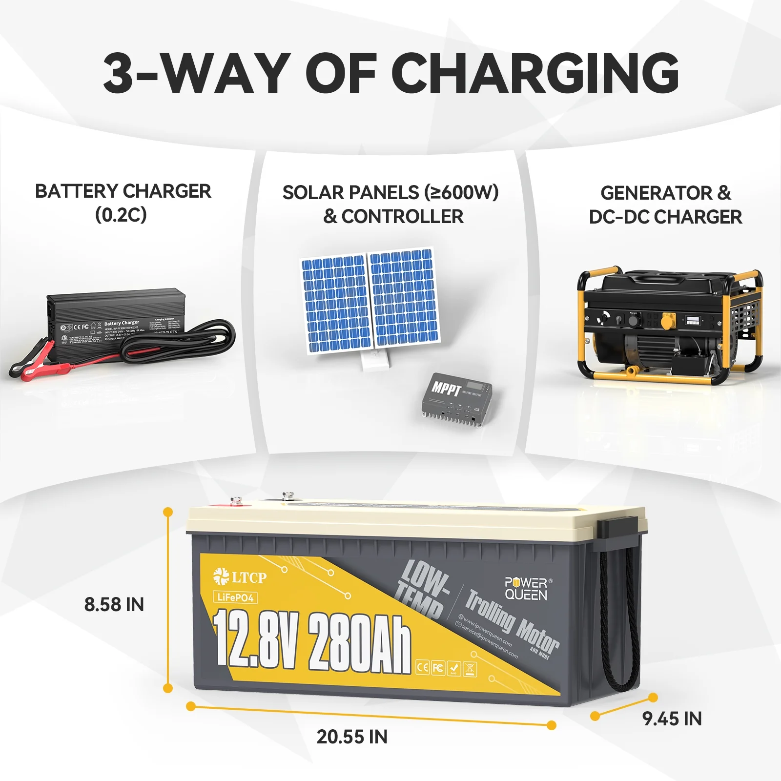 12V 280Ah Low-Temp Protection LiFePO4 Lithium Battery with 200A BMS For Solar RV Marine Off-grid - Image 5