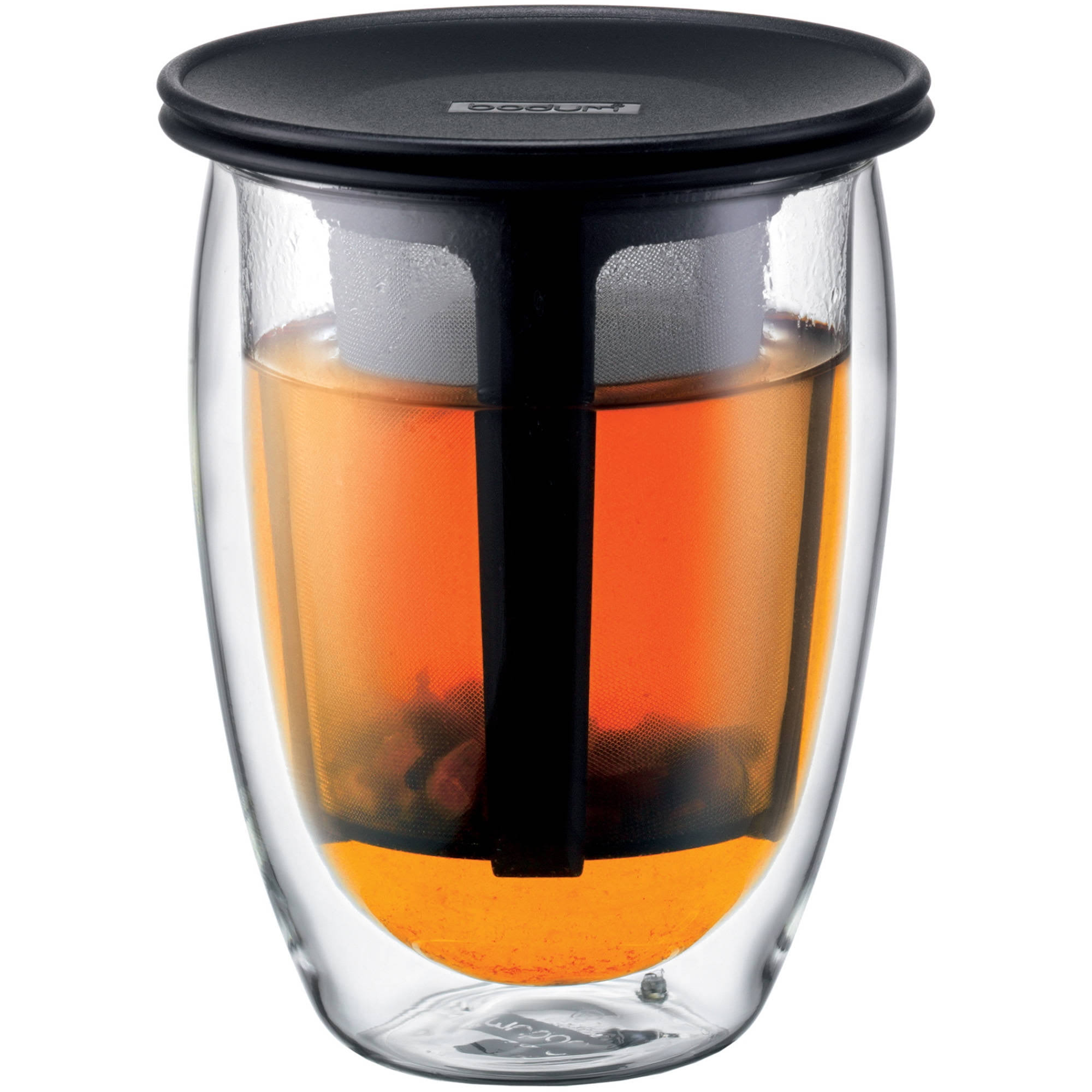 Bodum Tea for One Black 12 Ounce Double Wall Glass Tea Strainer