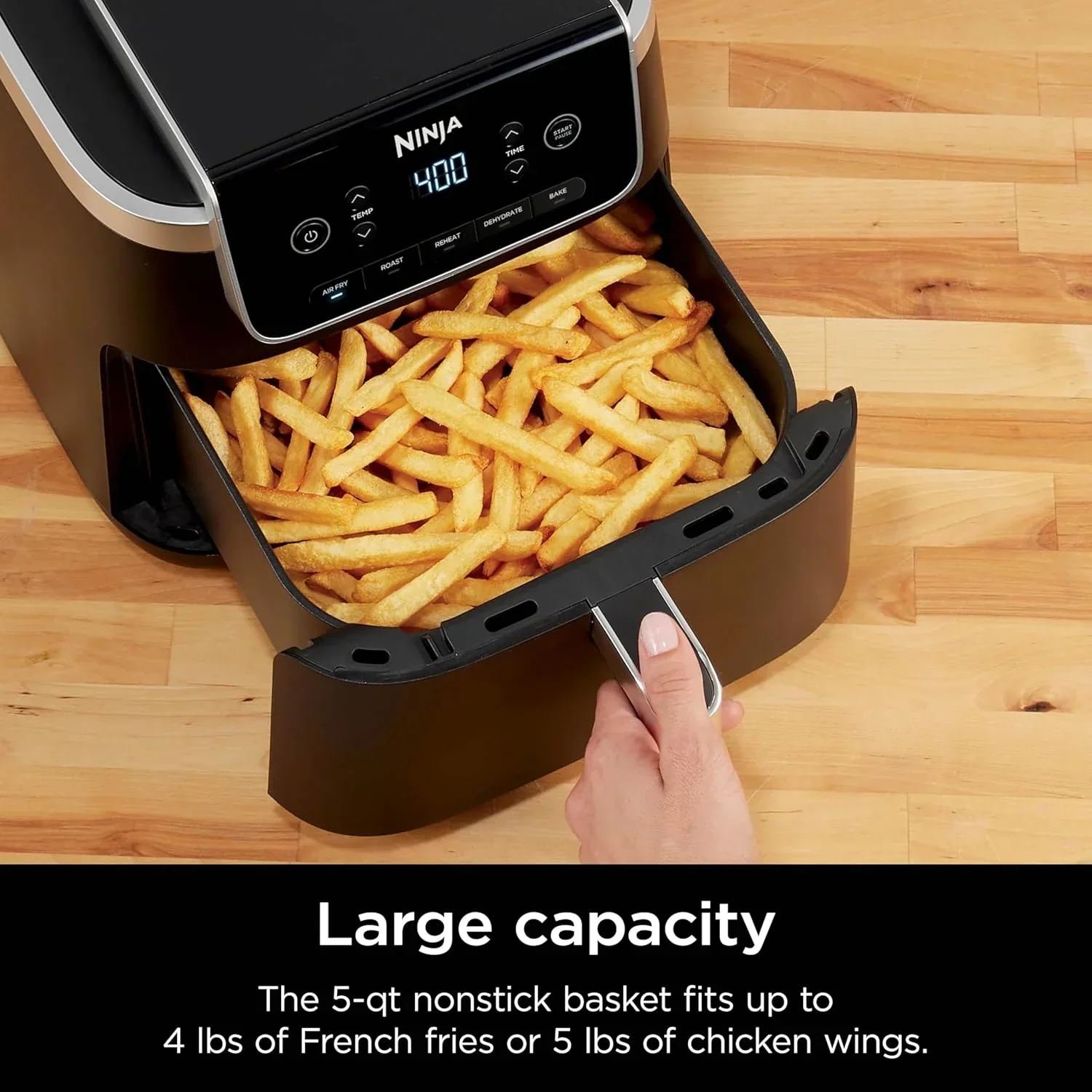 Friteuse à air Ninja Pro XL 6 en 1 avec capacité de 6,5 pintes, cuisson croustillante, rôtissage à l'air chaud