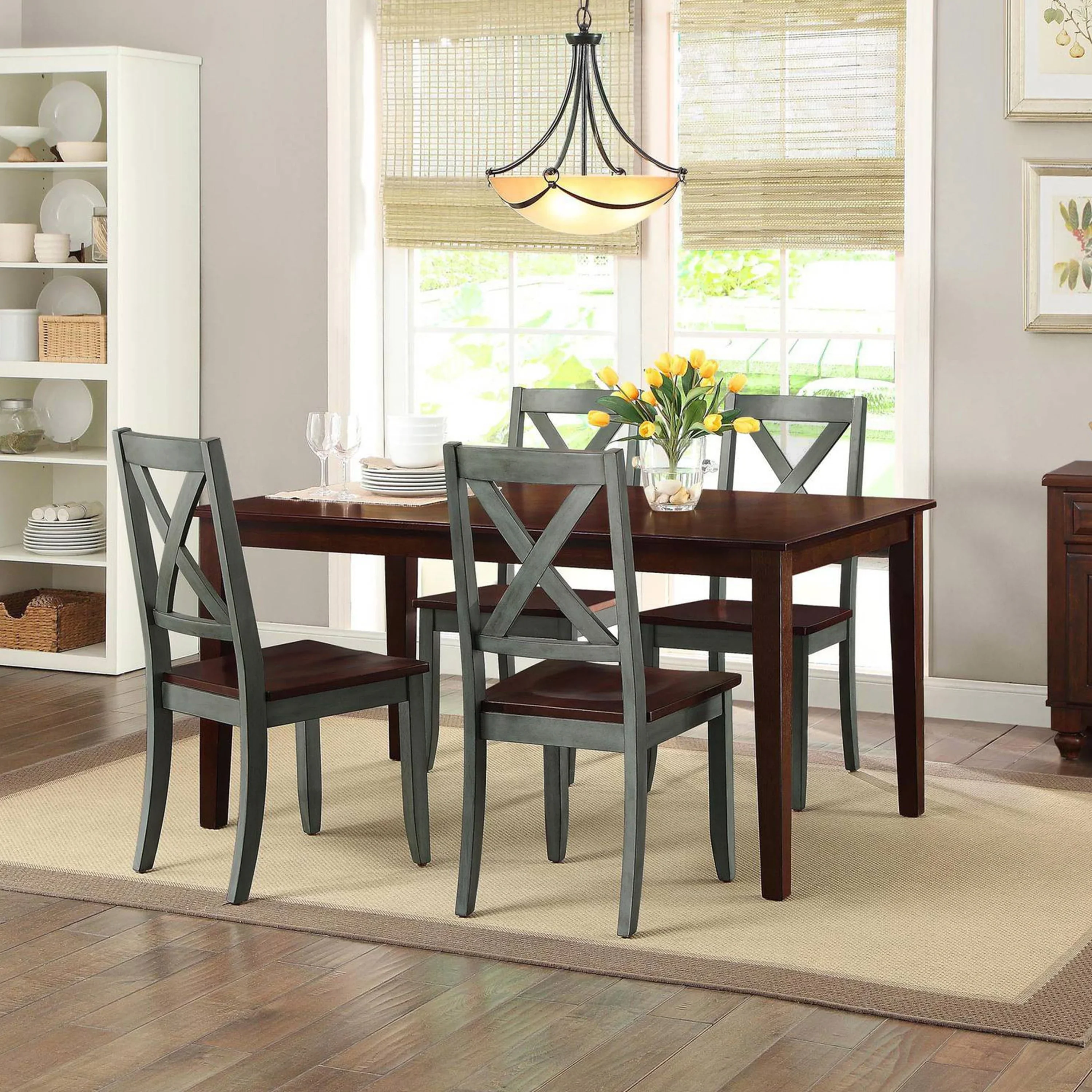 Better Homes & Gardens Maddox Crossing Dining Chairs, Set of 2, Dark Seafoam Finish