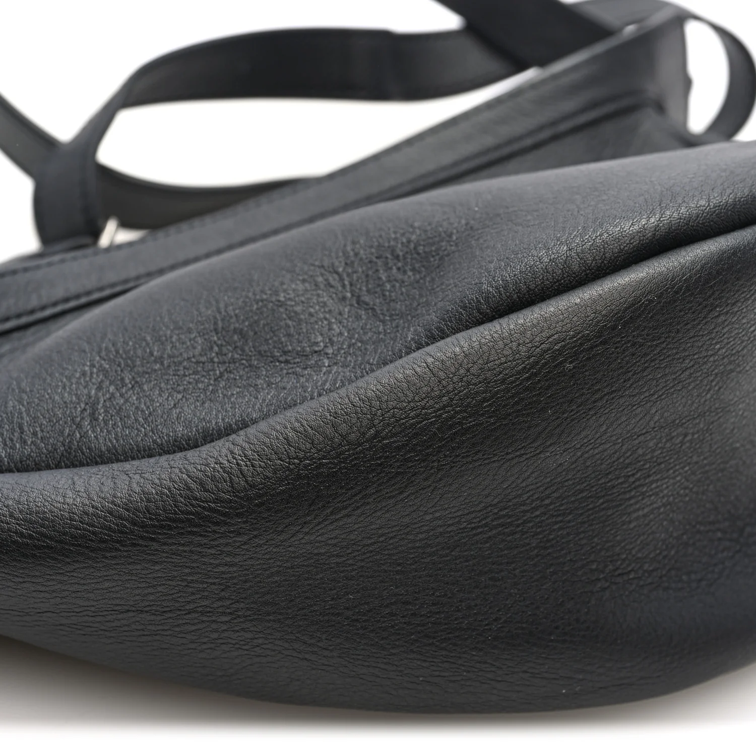 Grained Calfskin Small Slouchy Banana Bag Black