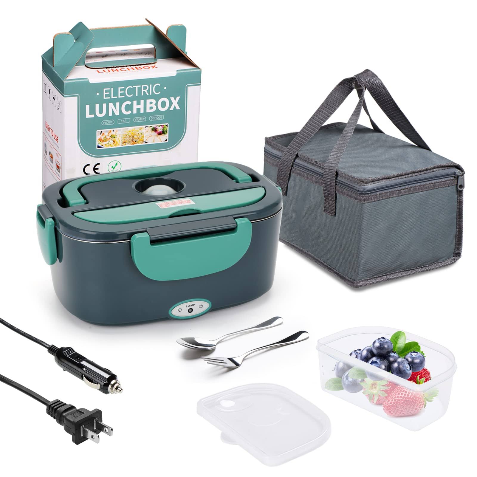 Electric Lunch Box Food Heater, Portable 60W Food Warmer Self Heating Lunch Box, 12V 24V 110V Heated Lunch Box for Car/Truck/WorkÿLeak Proof, 1.5L R