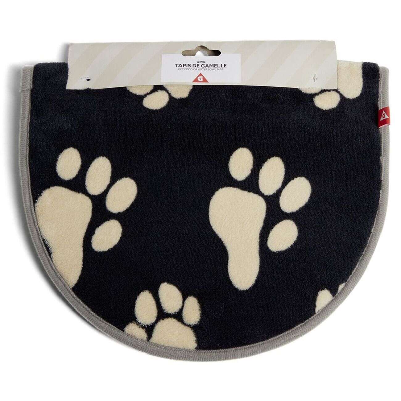 Tapis en microfibre pour animal motif pattes beige noir 53x32 cm