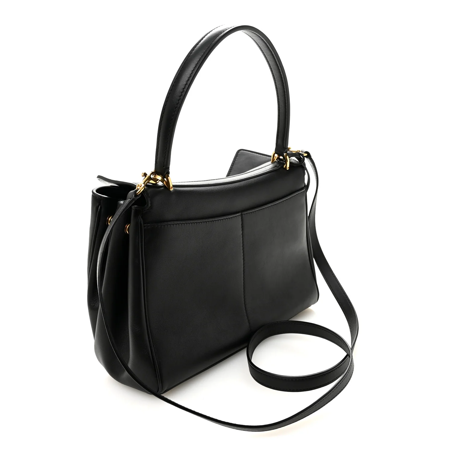Natural Smooth Calfskin Small Rodeo Top Handle Handbag Black