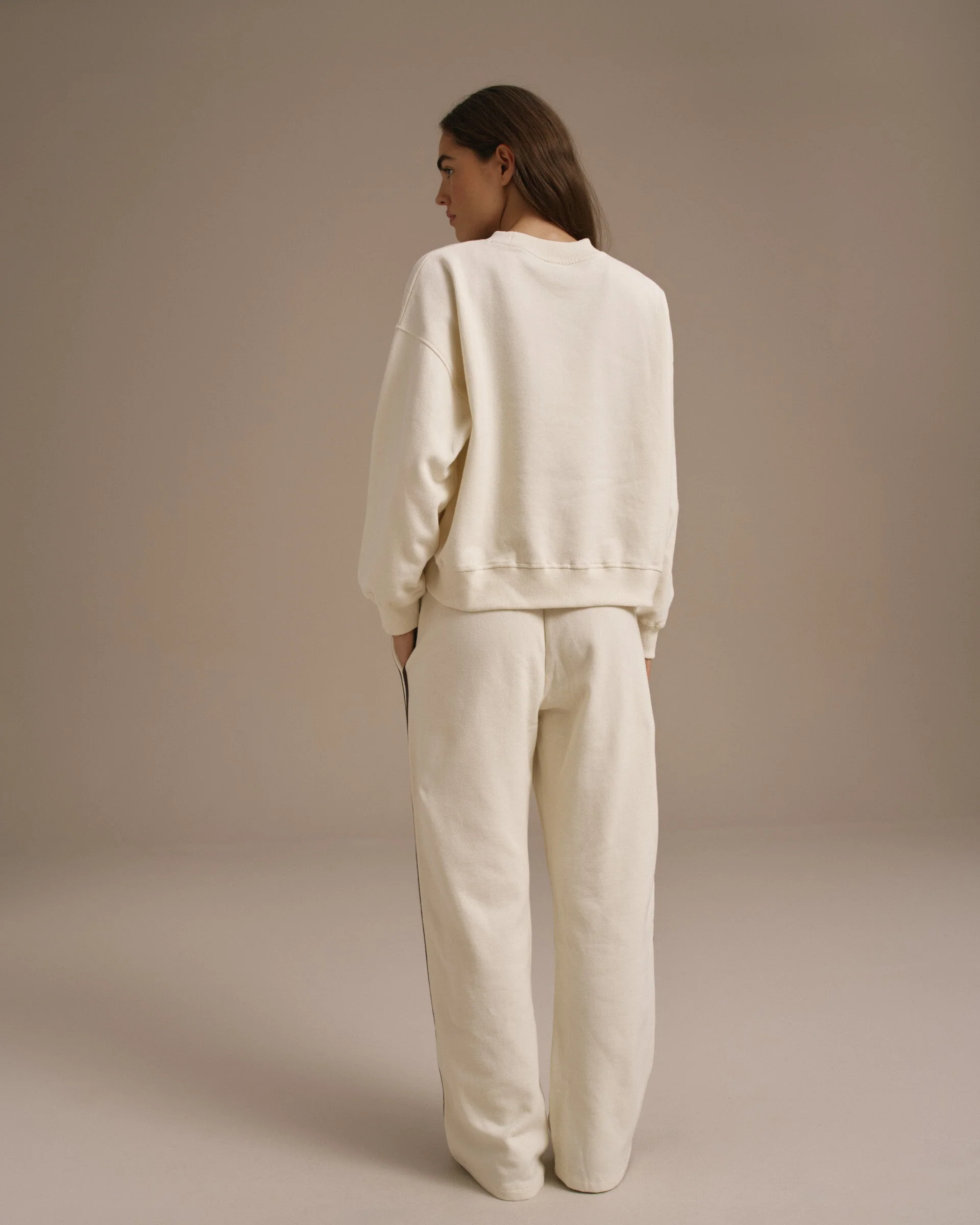 Varsity Loose Fit Sweatpants - Marshmallow White/Coffee Bean