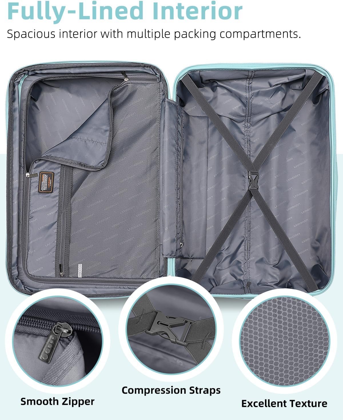 Ensemble de 6 valises, ensemble de valises rigides extensibles avec roulettes multidirectionnelles, ensemble de bagages à roulettes légers