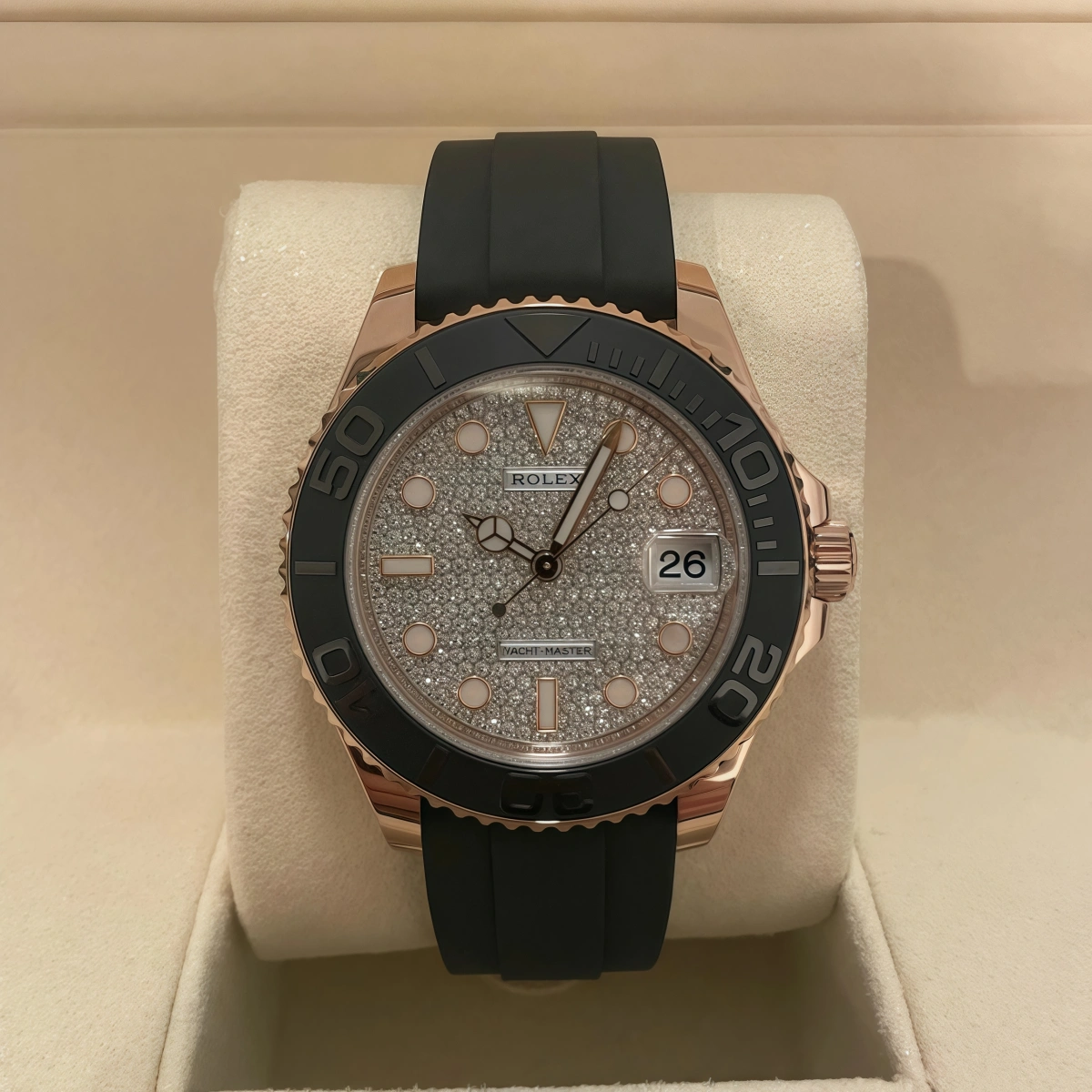 [Super Clone]Rolex Yacht-Master 268655-0019 Diamonds Dial Oysterflex