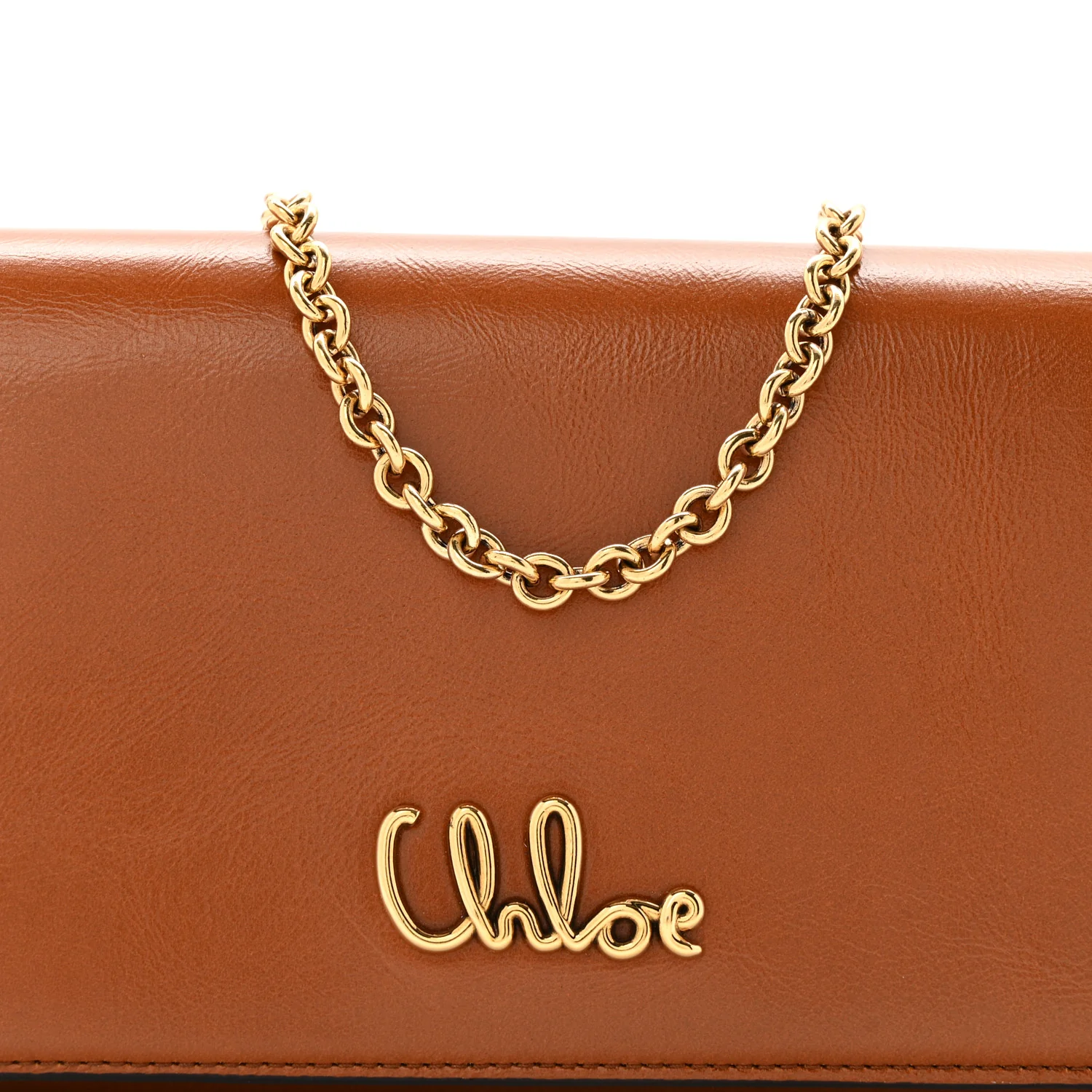 Calfskin Iconic Flap Wallet On Chain Clay Brown