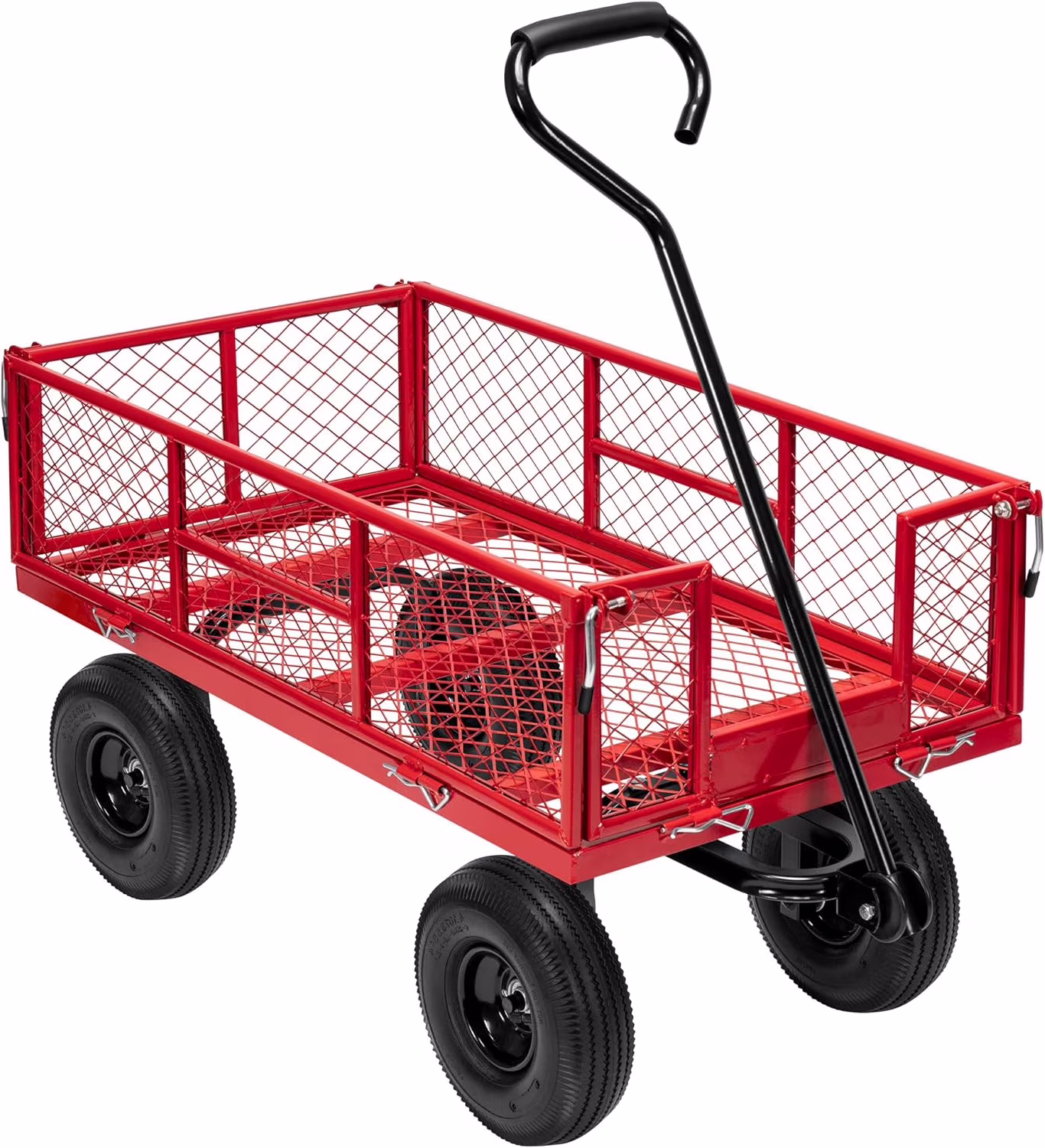 SPECSTAR Mesh Steel Garden Cart 880 lbs Capacity, 38 x 21 Folding Utility Wagon with 10 Inch Wheels