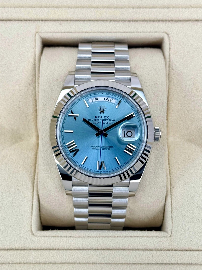 【Super Clone】RLX  Day-Date President 40mm Platinum Ice Blue Roman Dial - 228236