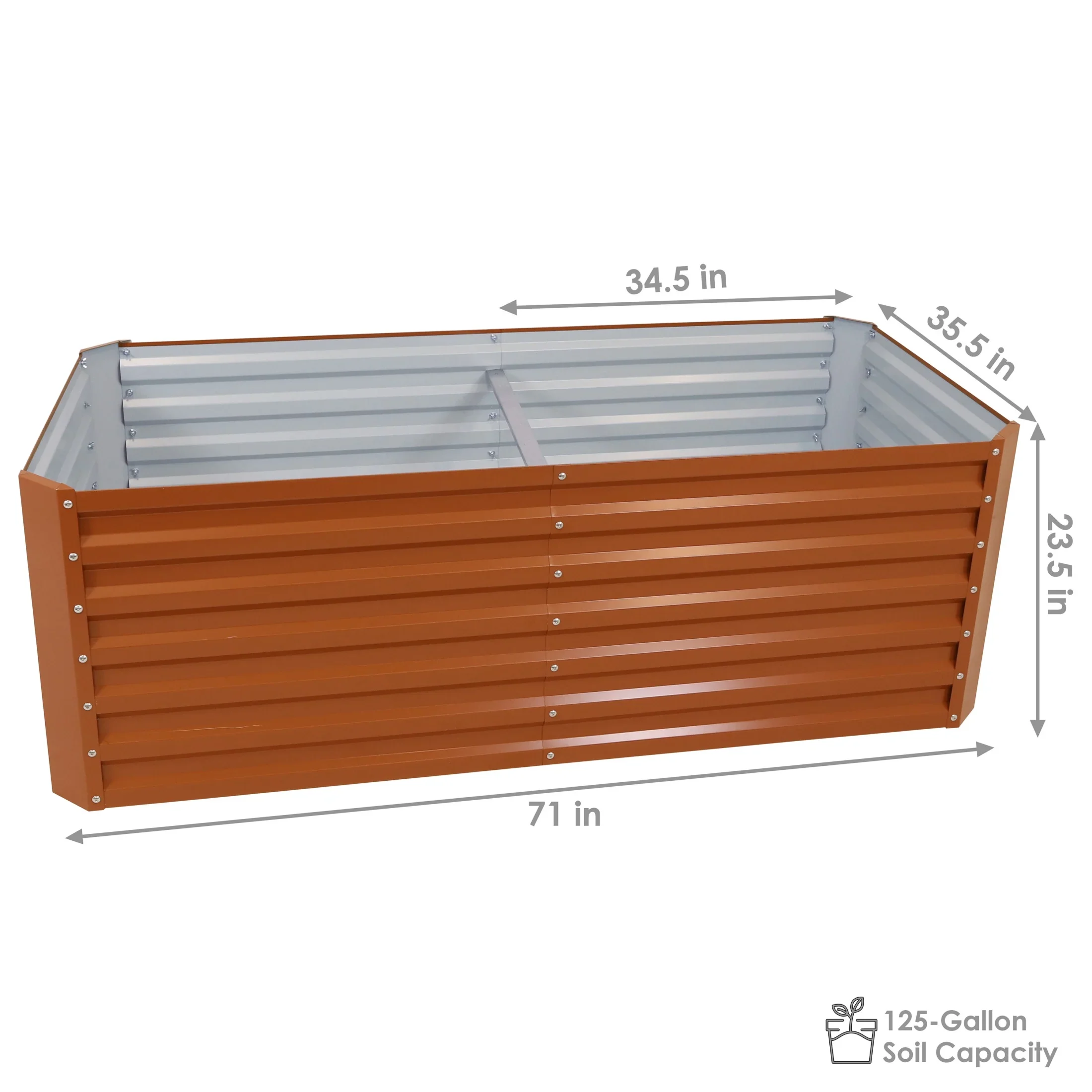Sunnydaze 71 x 35.5 x 23.5 Rectangular Silver Galvalume Steel Raised Garden Bed