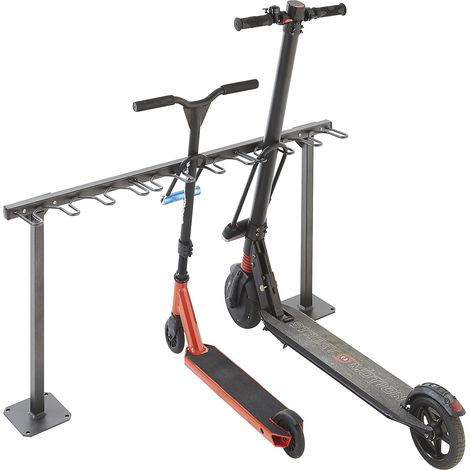 Mottez – Support range 9 trottinettes au sol – Charge maximale 100kg – Peinture antirouille – Dimensions 119x20x59cm – Emplacements pour antivols — vue 2